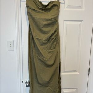 Zara Strapless Olive Green Dress